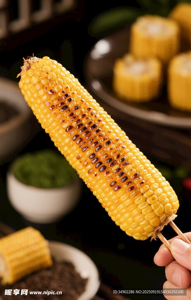 手持烤玉米
