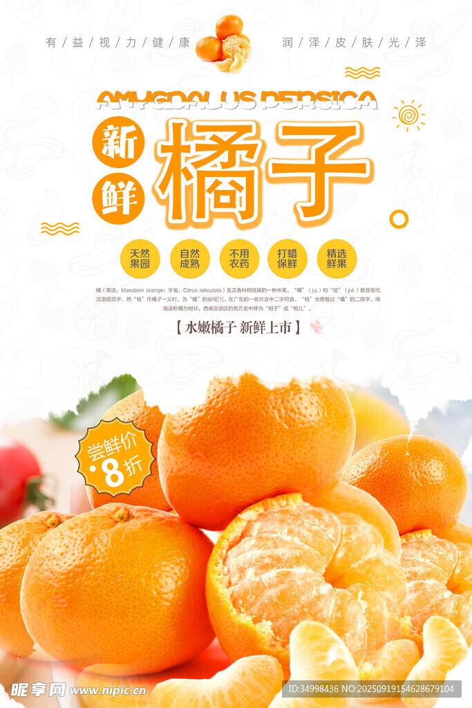 新鲜多汁的8号橘子