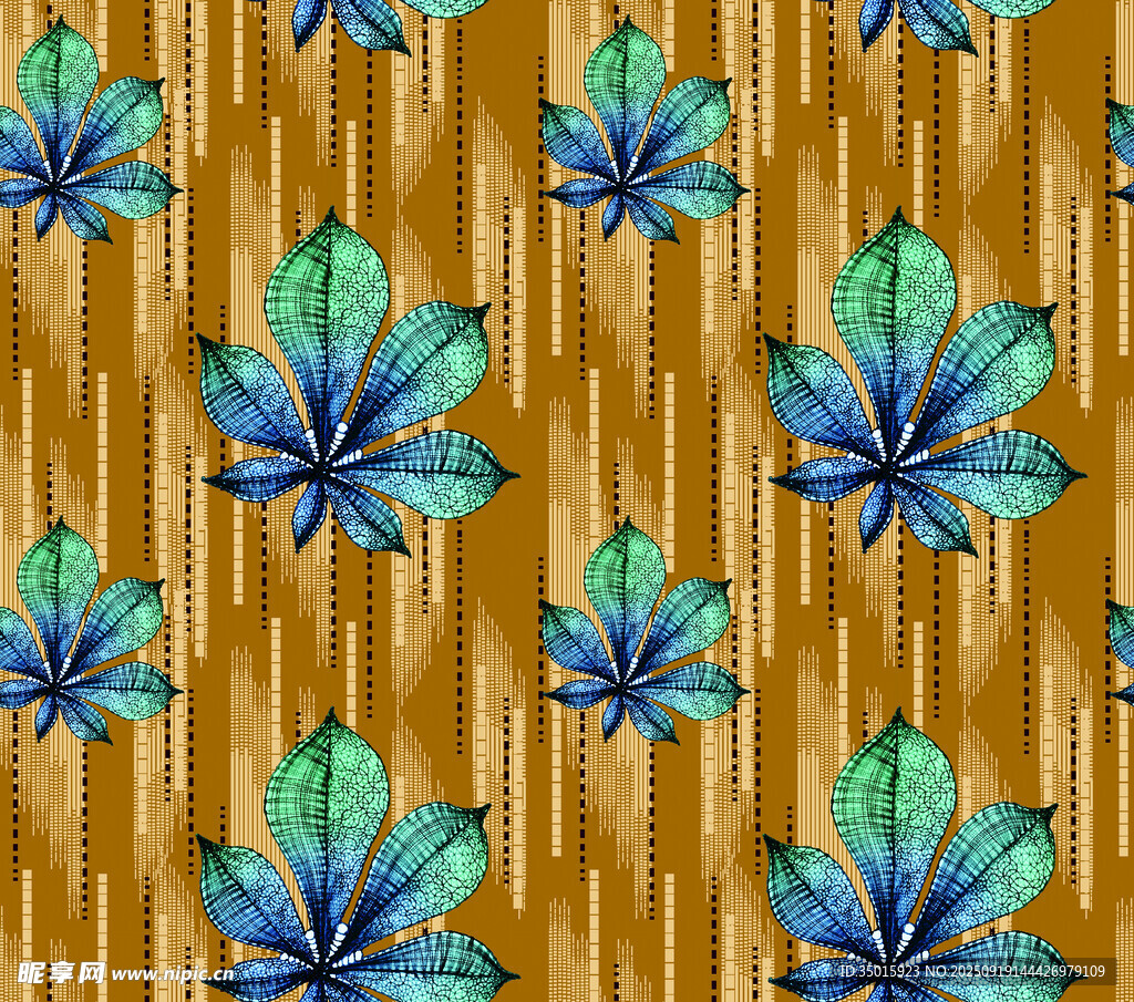 热带花卉木纹图案背景