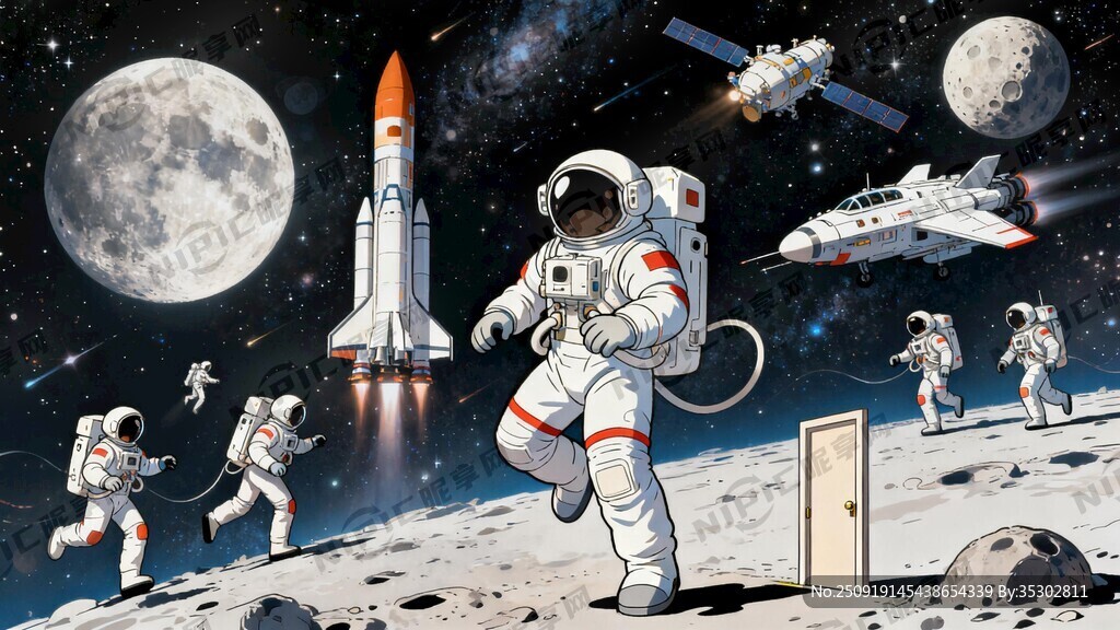 科幻感觉 有外太空 多位宇航员