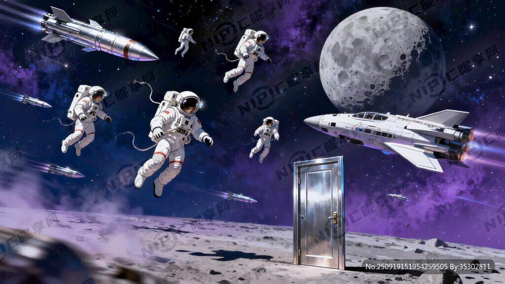 科幻感觉 有外太空 多位宇航员