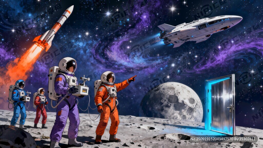 科幻感觉 有外太空 多位宇航员