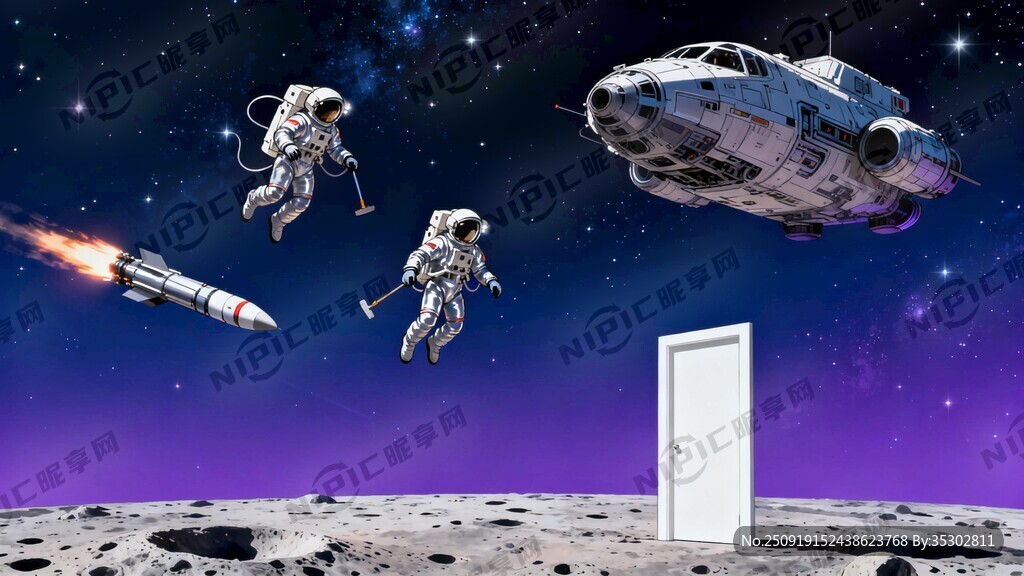 科幻感觉 有外太空 多位宇航员