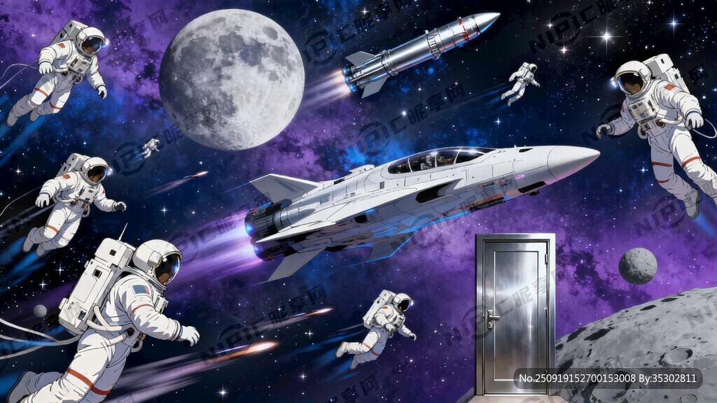 科幻感觉 有外太空 多位宇航员