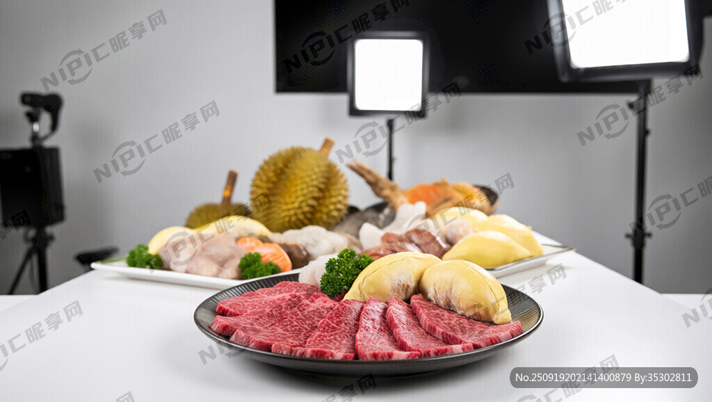 美食直播间封面 包含和牛 榴莲