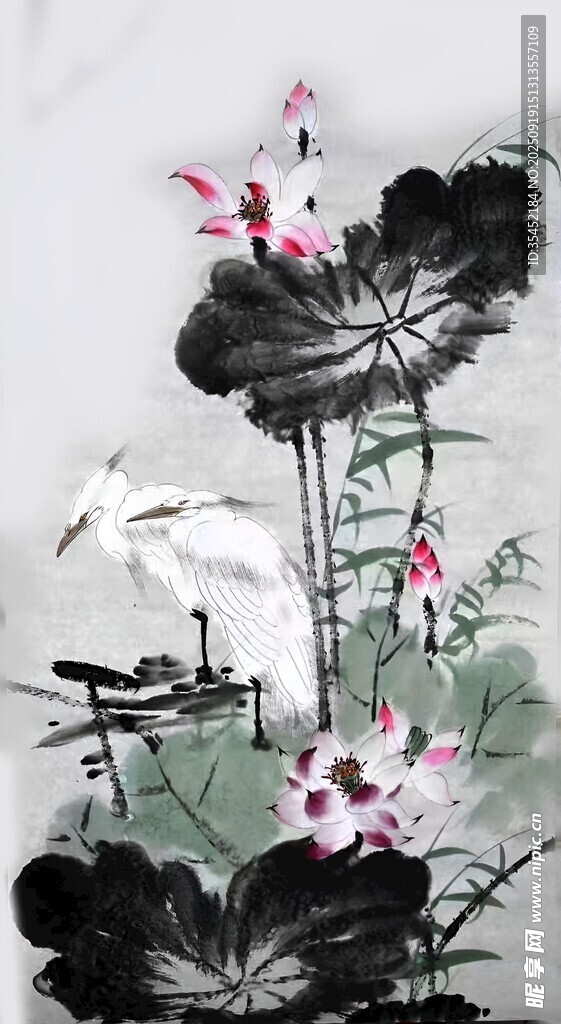 水墨荷花图