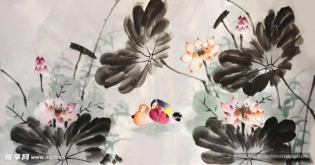 水墨荷花图