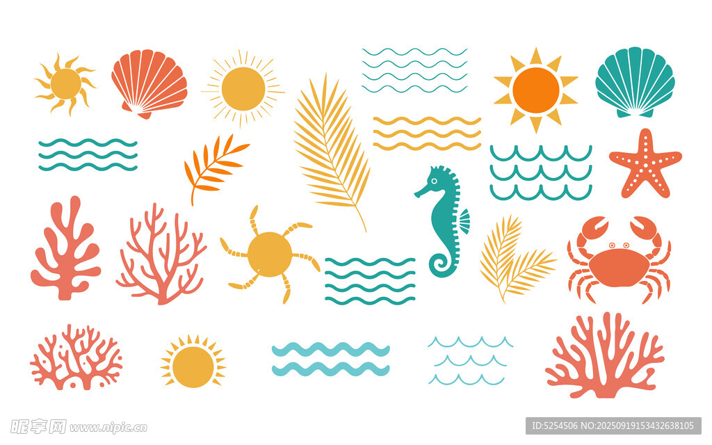 海洋元素矢量插画 