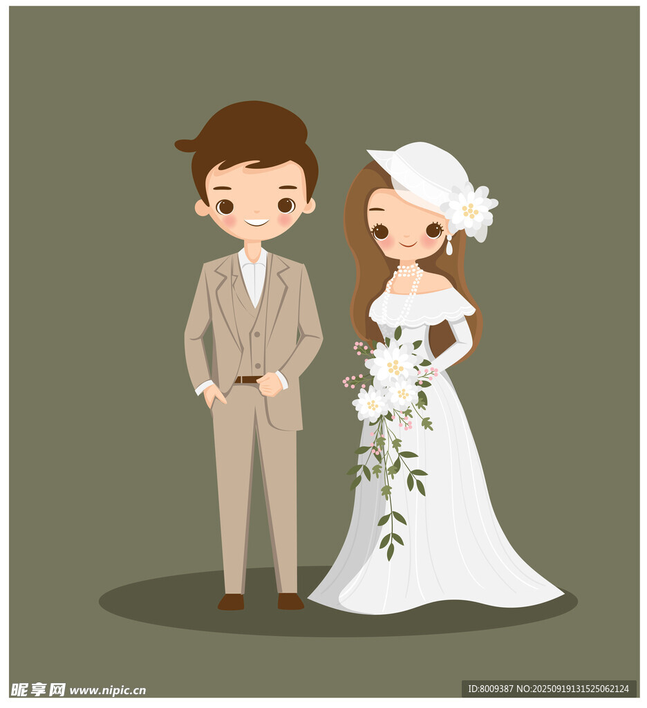 新婚夫妇甜蜜卡通形象