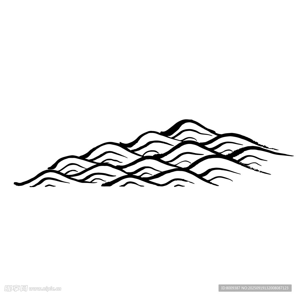 简约线条勾勒的起伏山峦