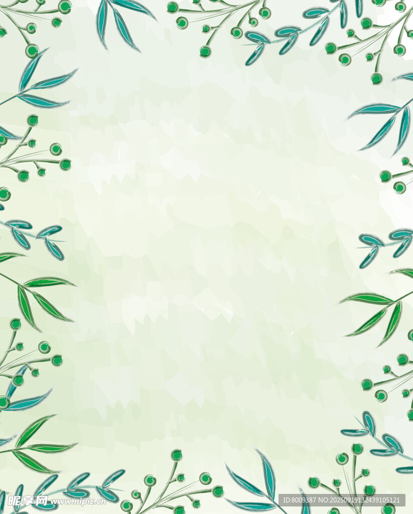 清新绿植边框背景图