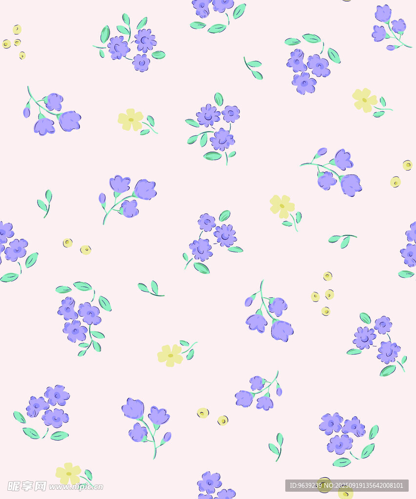 淡紫色小花简约图案背景