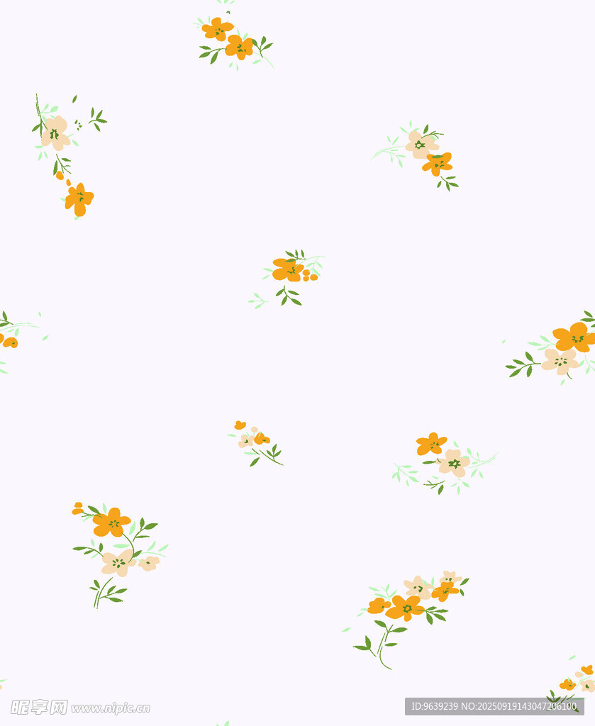 白色背景上的清新小花图案