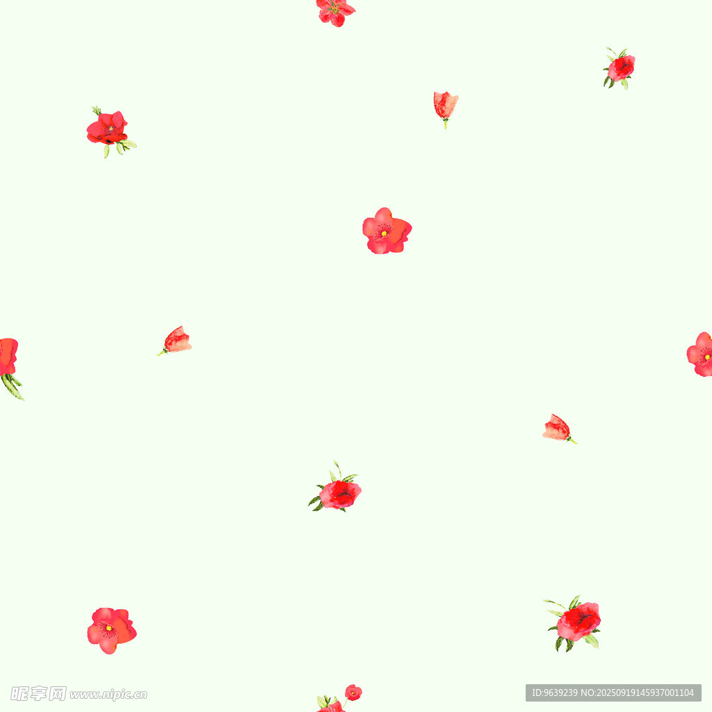 白色背景上的红色小花图案