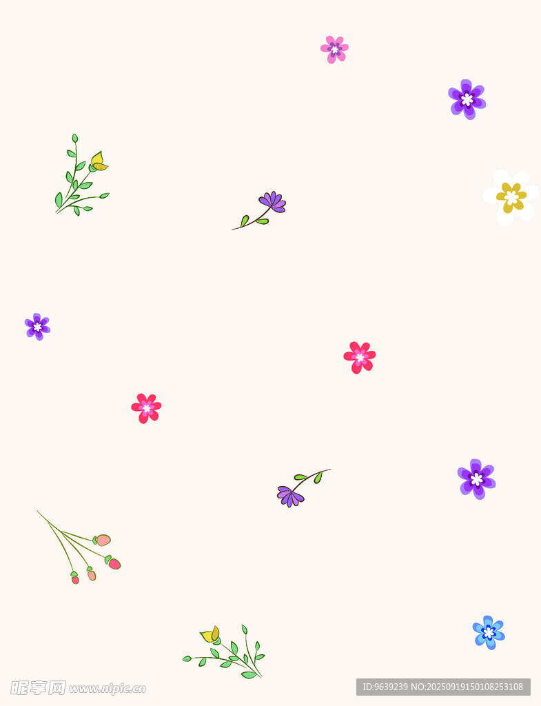 多彩小花图案装饰元素