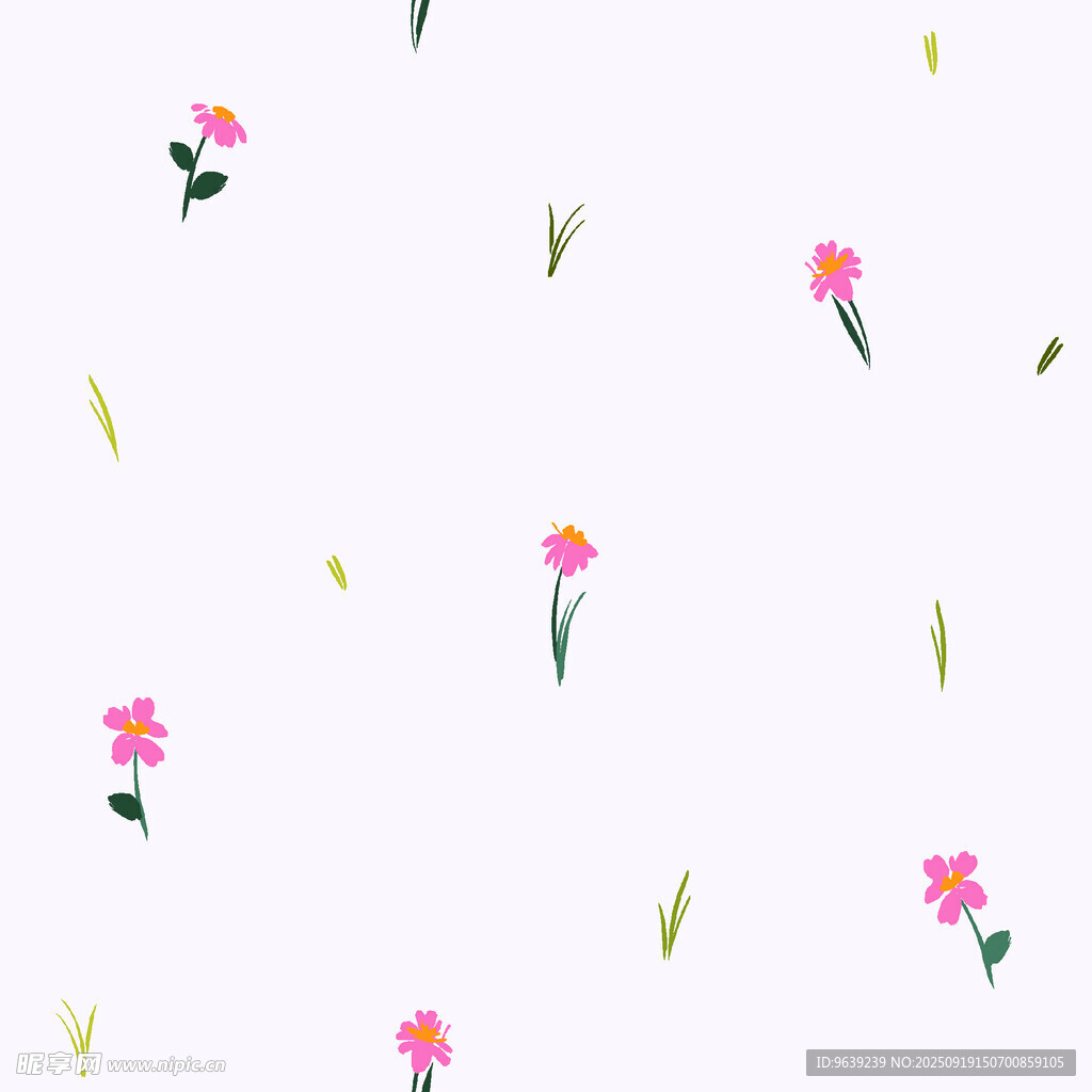 手绘粉色小花简约背景图