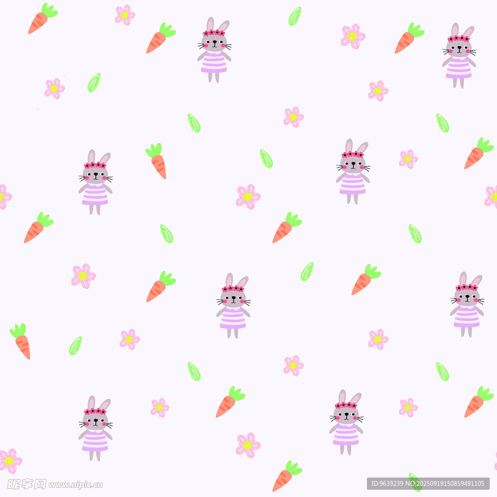 可爱兔子胡萝卜图案背景
