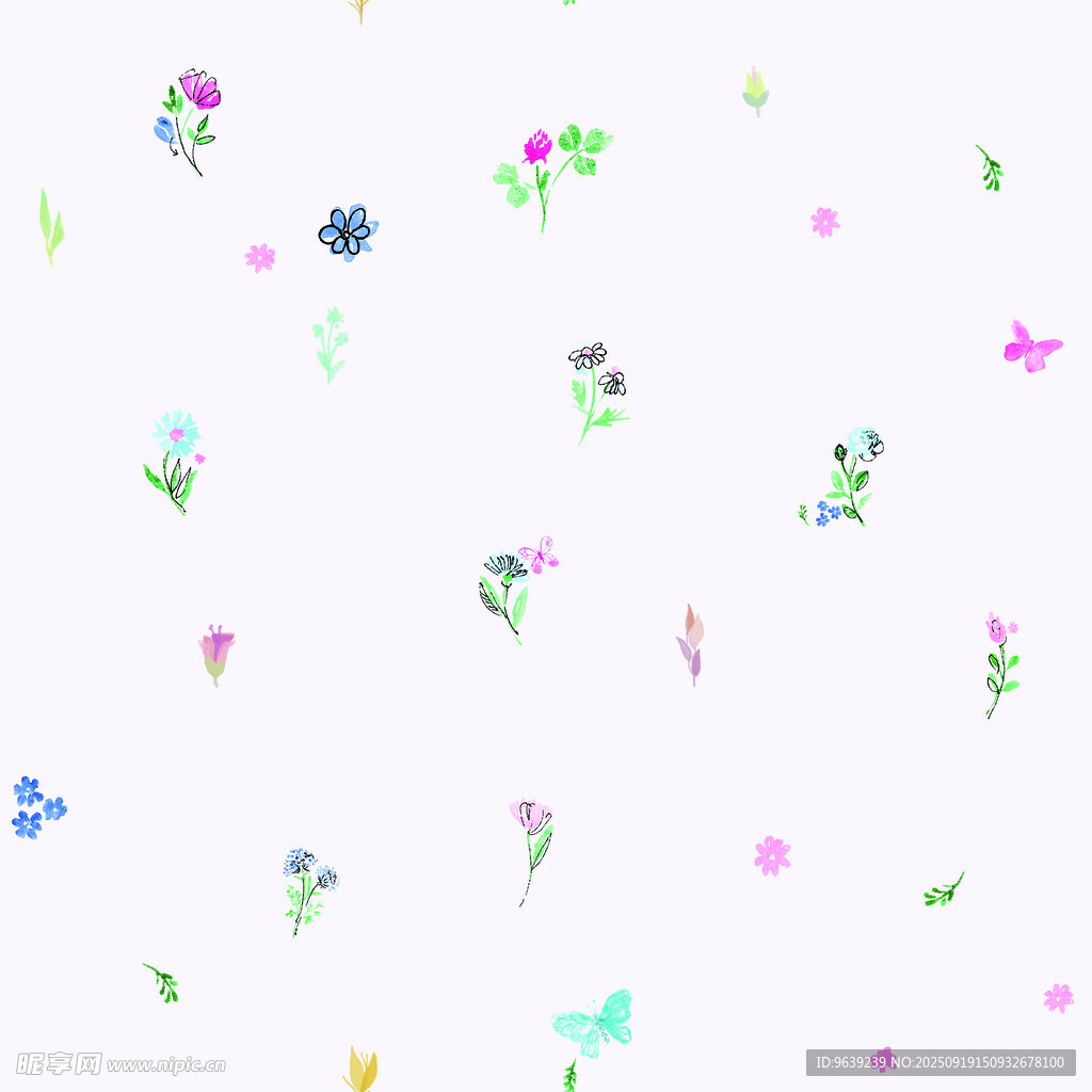 清新多彩小花图案背景
