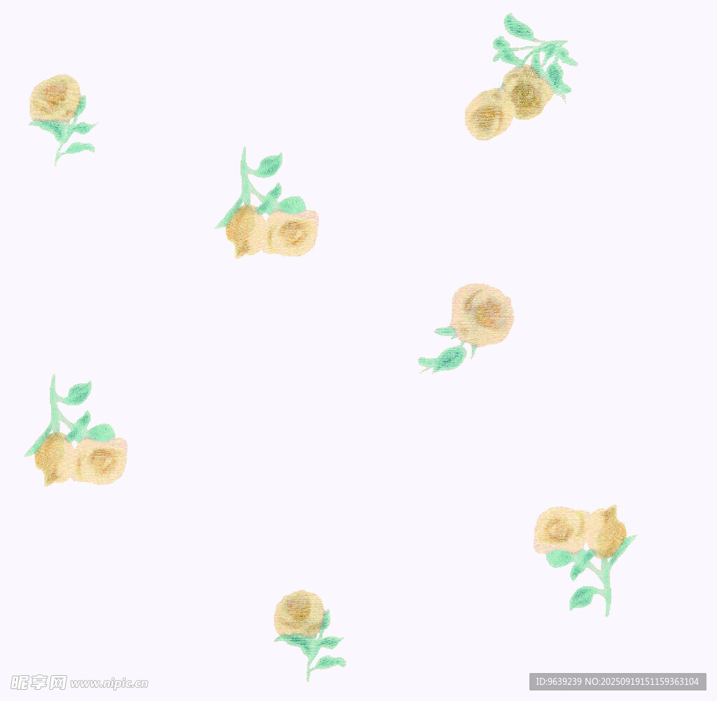 手绘清新黄色小花图案