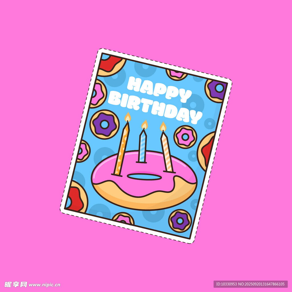 甜甜圈生日贺卡