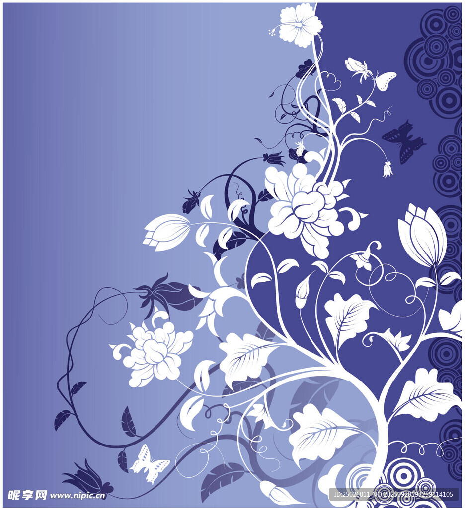 蓝底白花精致花纹图案