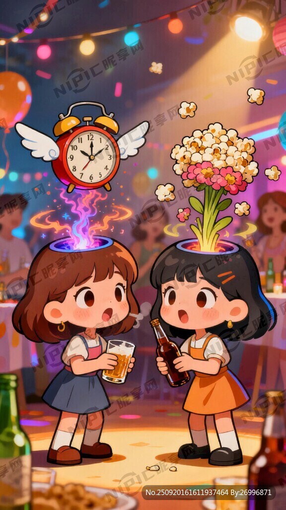 两个可爱的女生好朋友 色彩缤纷