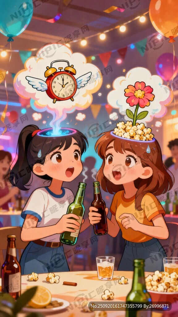 两个可爱的女生好朋友 色彩缤纷