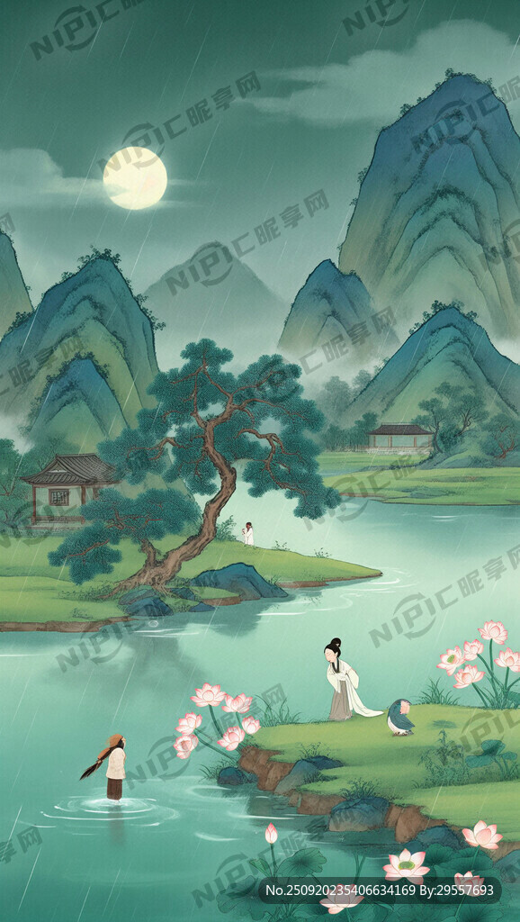 生产古诗《春夜喜雨》中国画