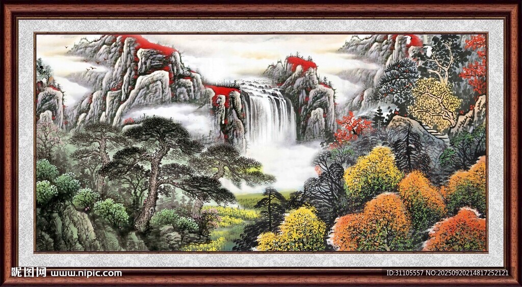 秋韵山水国画风景图