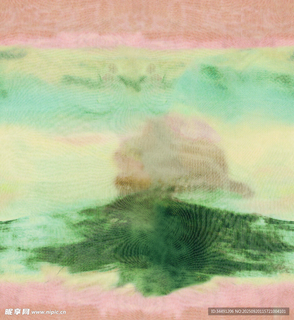 梦幻水彩绘就的远山景象