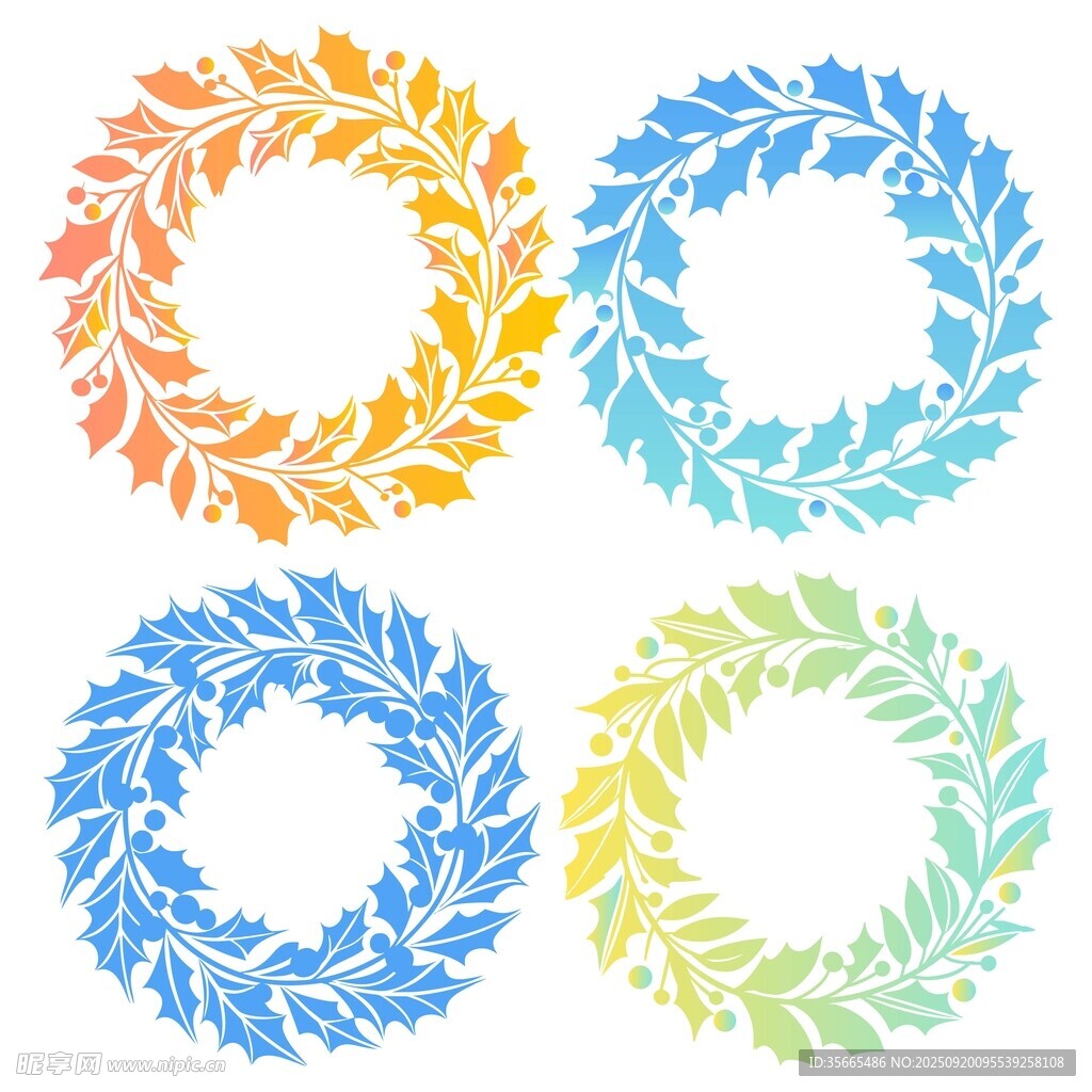 树叶花环图案