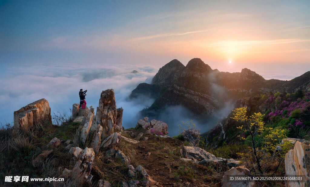 日出时分山巅壮丽景观