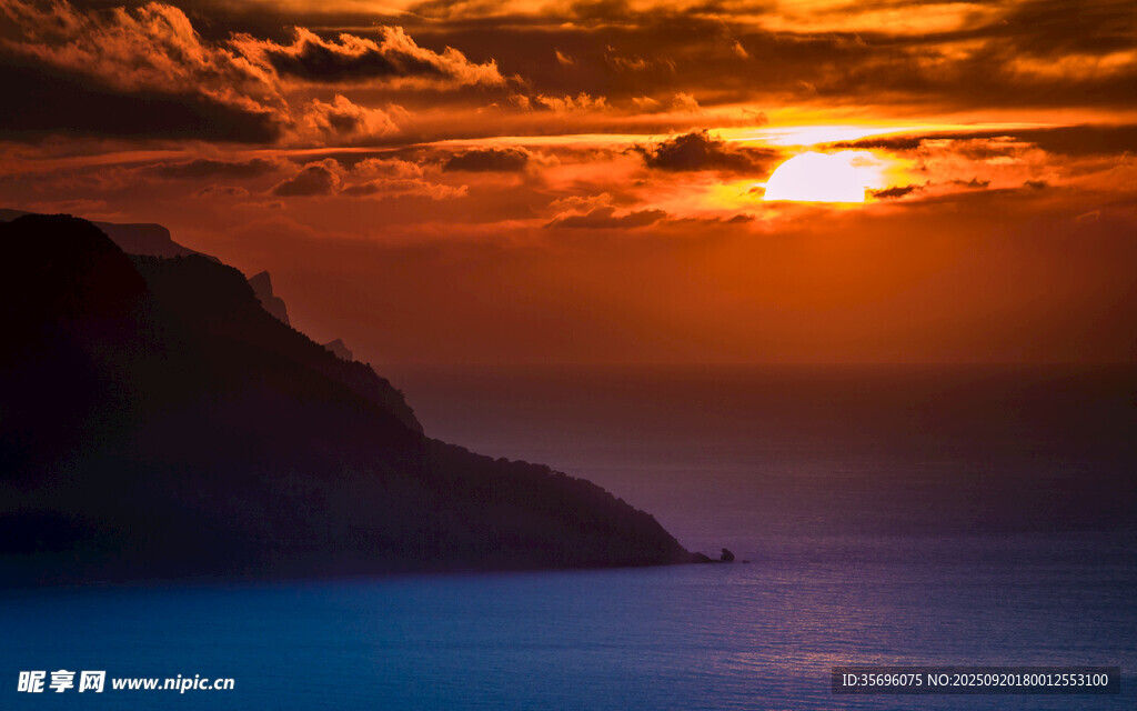 海边壮丽日落美景