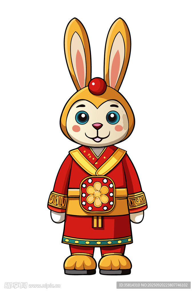 喜庆兔形象传统服饰装扮