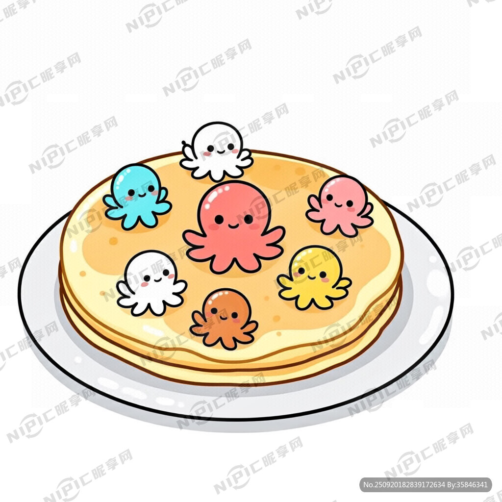 八爪鱼鸡蛋饼 八爪鱼在上面