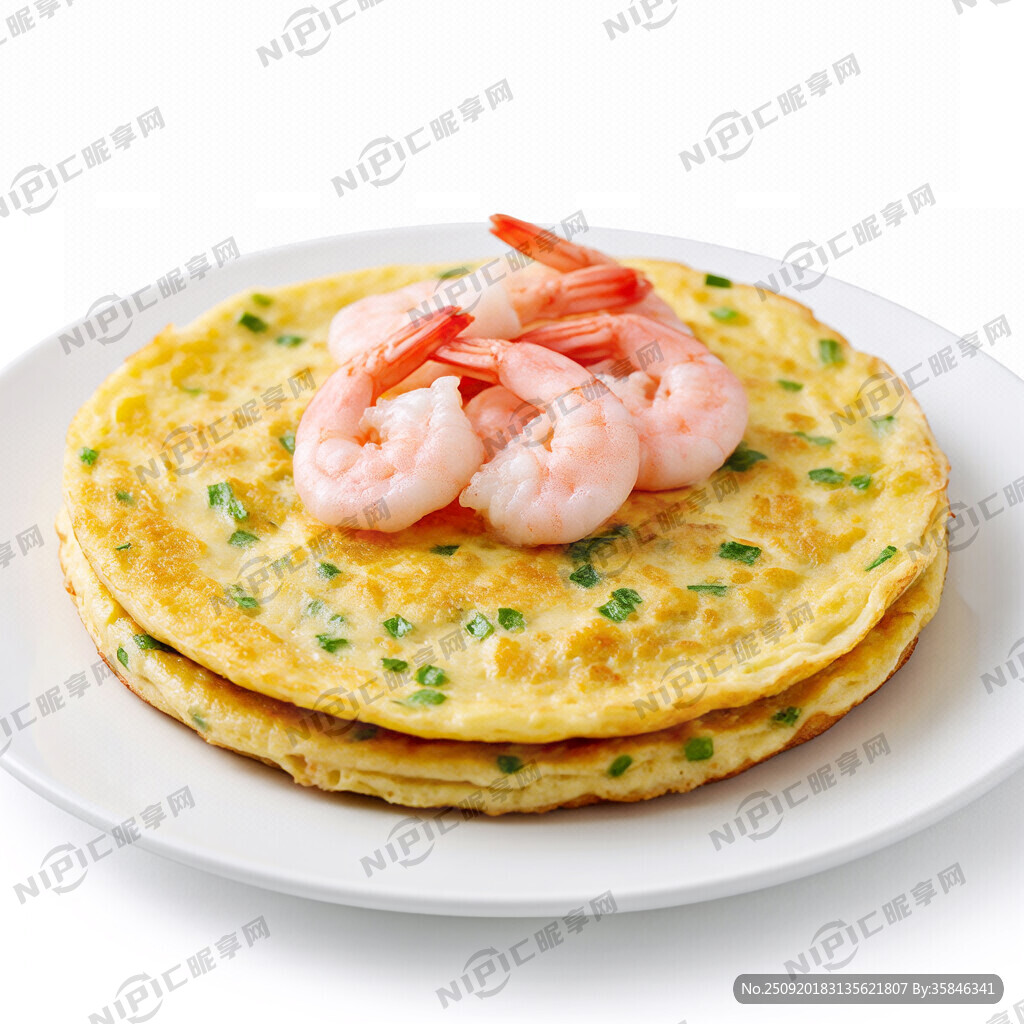 虾鸡蛋饼 虾在上面 卡通