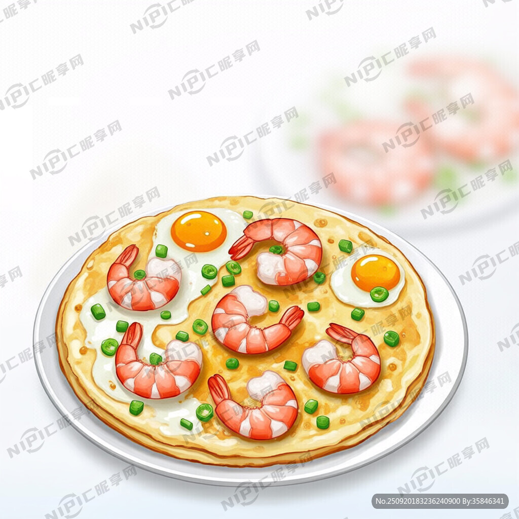 卡通虾鸡蛋饼 虾在上面