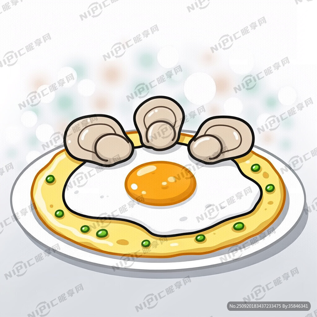 卡通 生蚝 鸡蛋饼 生蚝在上面
