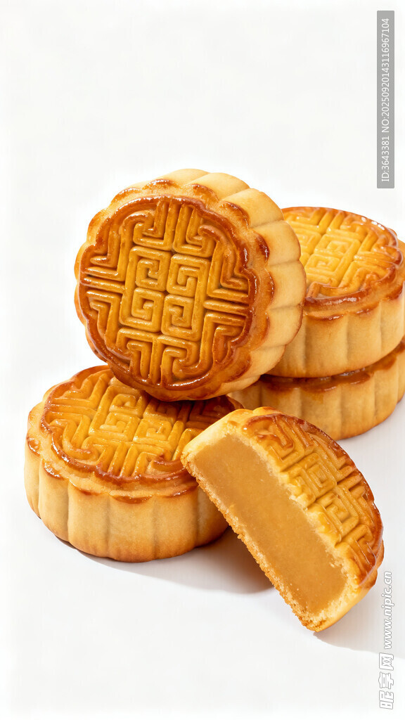 美味传统月饼堆叠展示