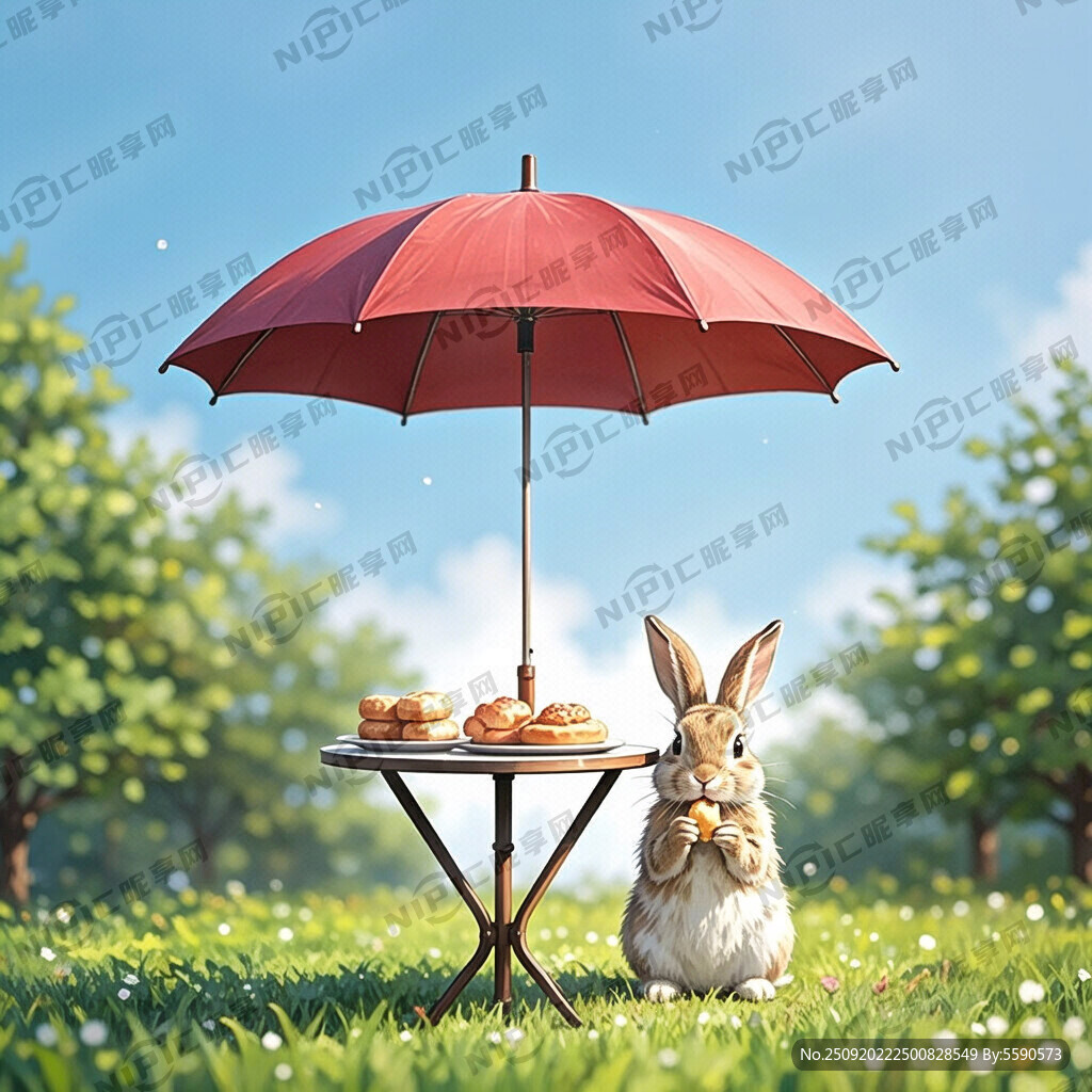 有一把伞 伞下有一张圆桌