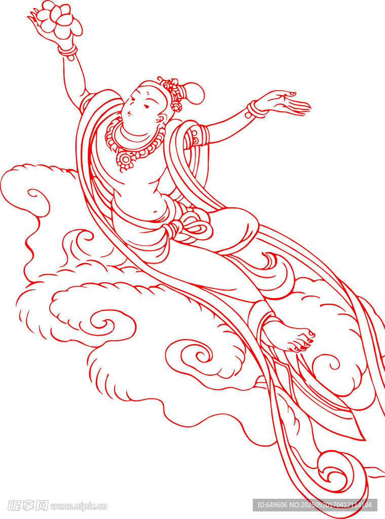 飞天仙女线条画