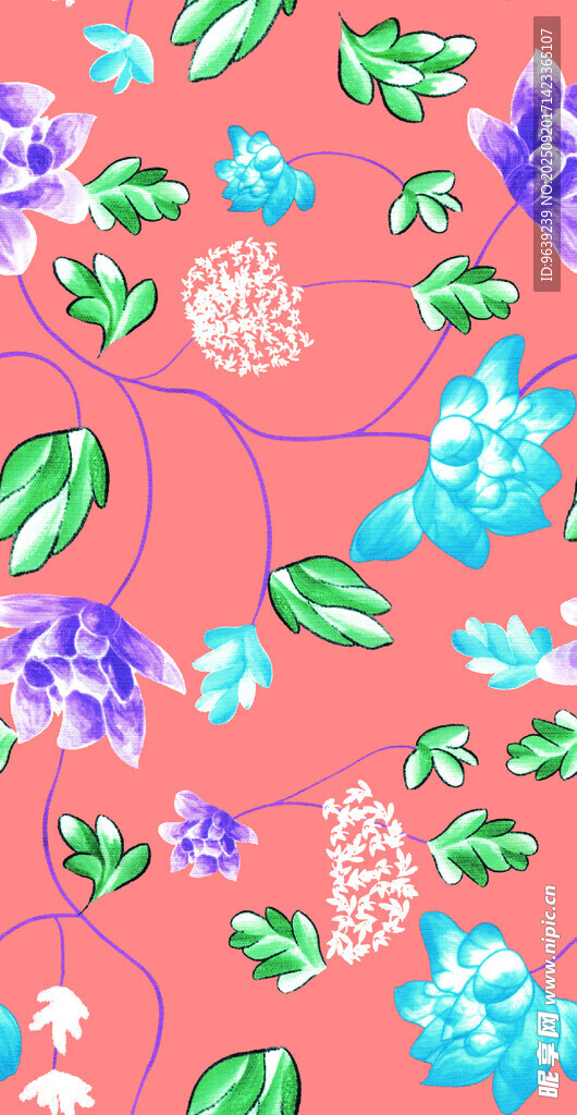粉色背景花卉图案