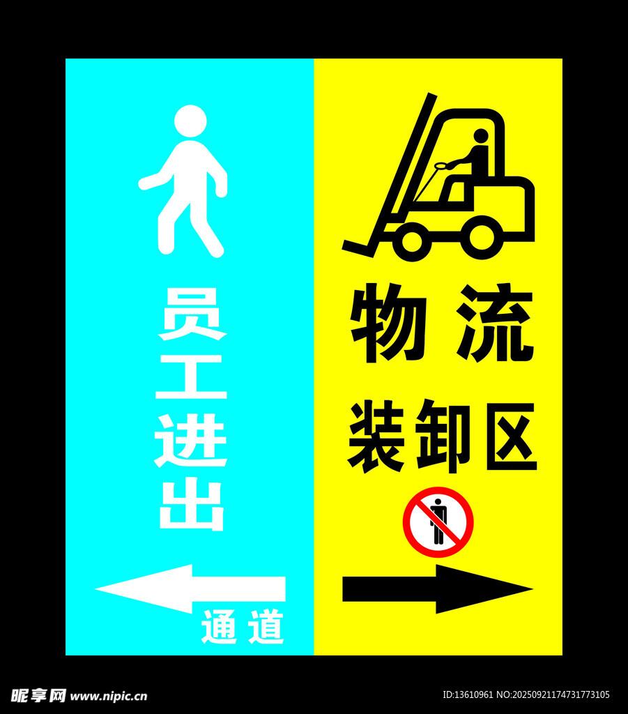 员工进出 物流装卸区标牌