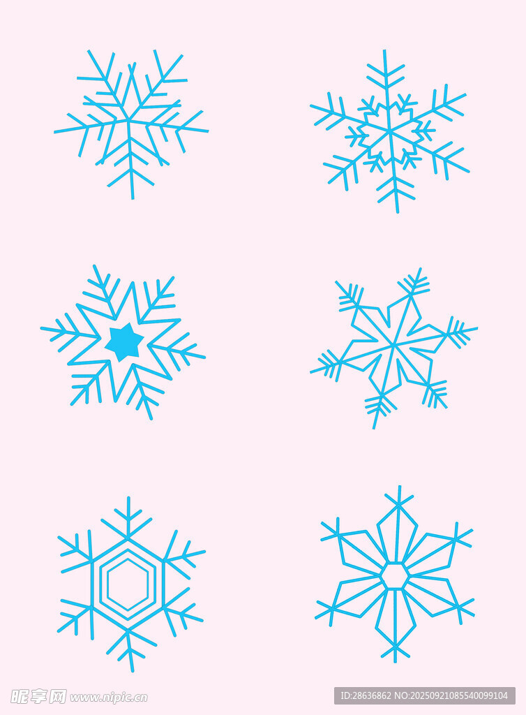 蓝色雪花图案设计素材