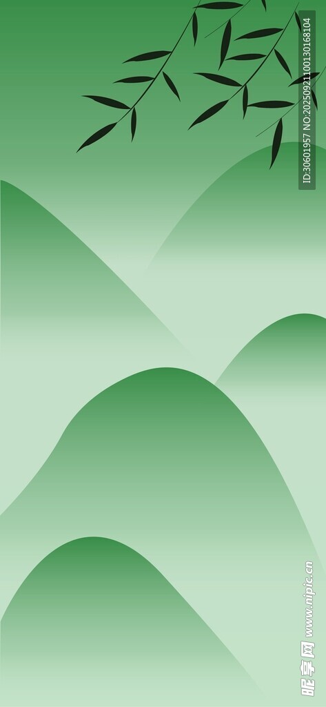 简约绿色水墨感节气背景图
