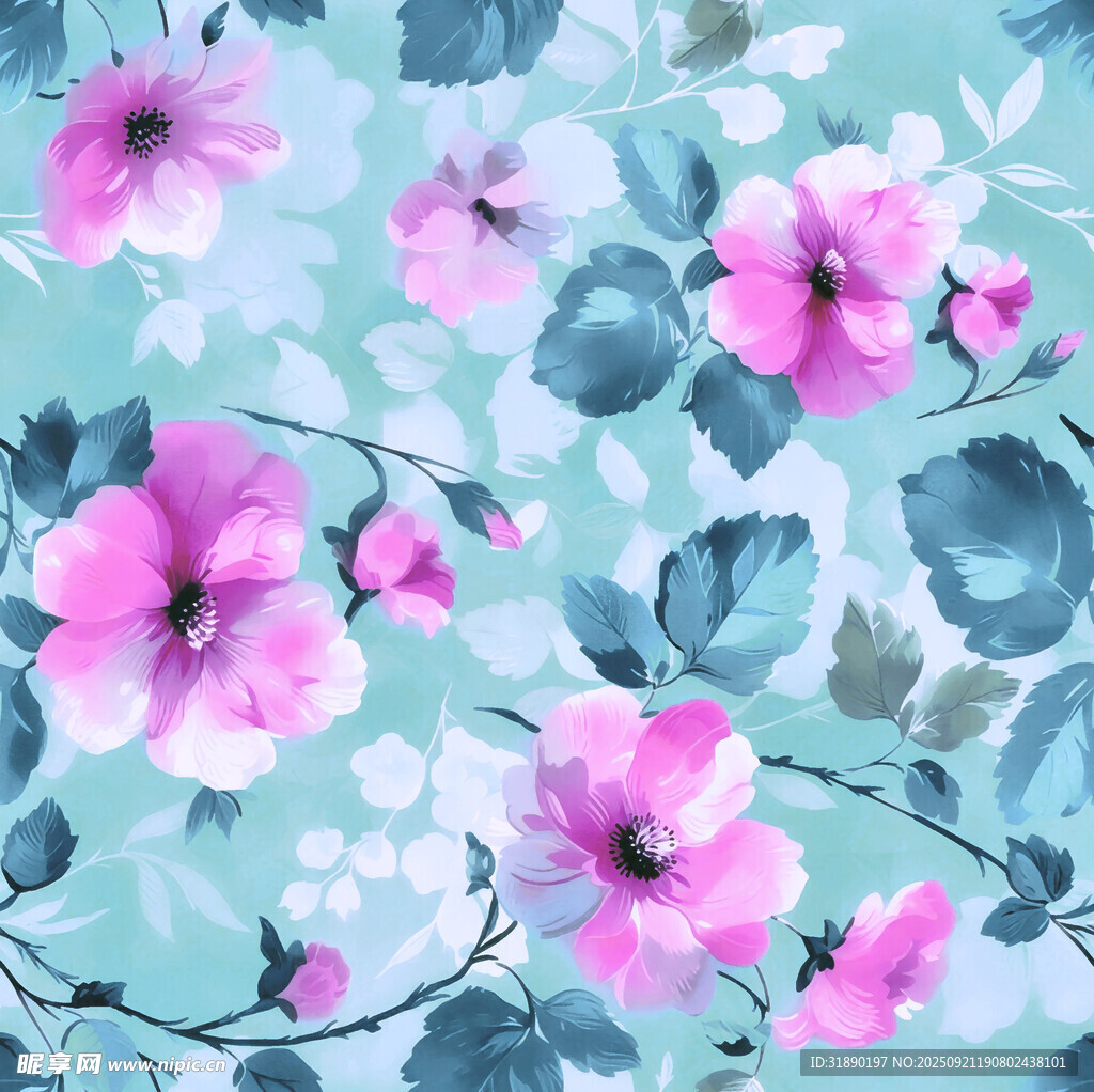 蓝底花