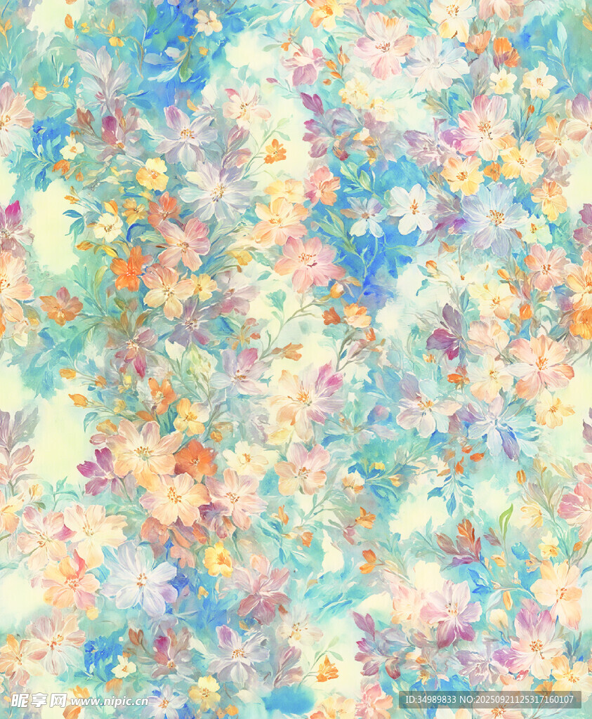 梦幻多彩抽象花卉背景图