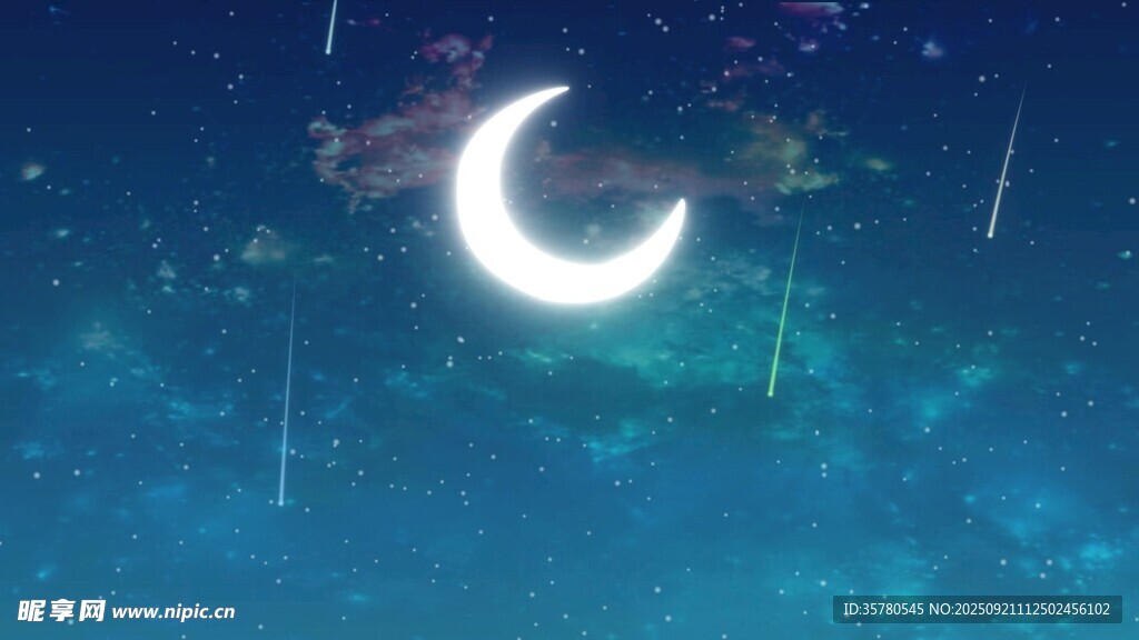 梦幻夜空下的弯弯新月