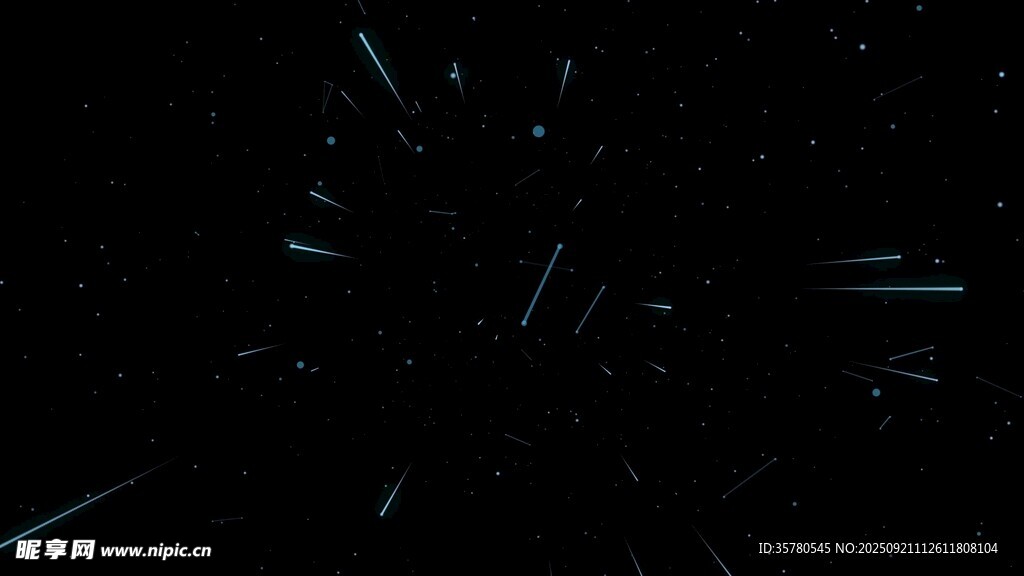 黑色背景下的闪烁光线