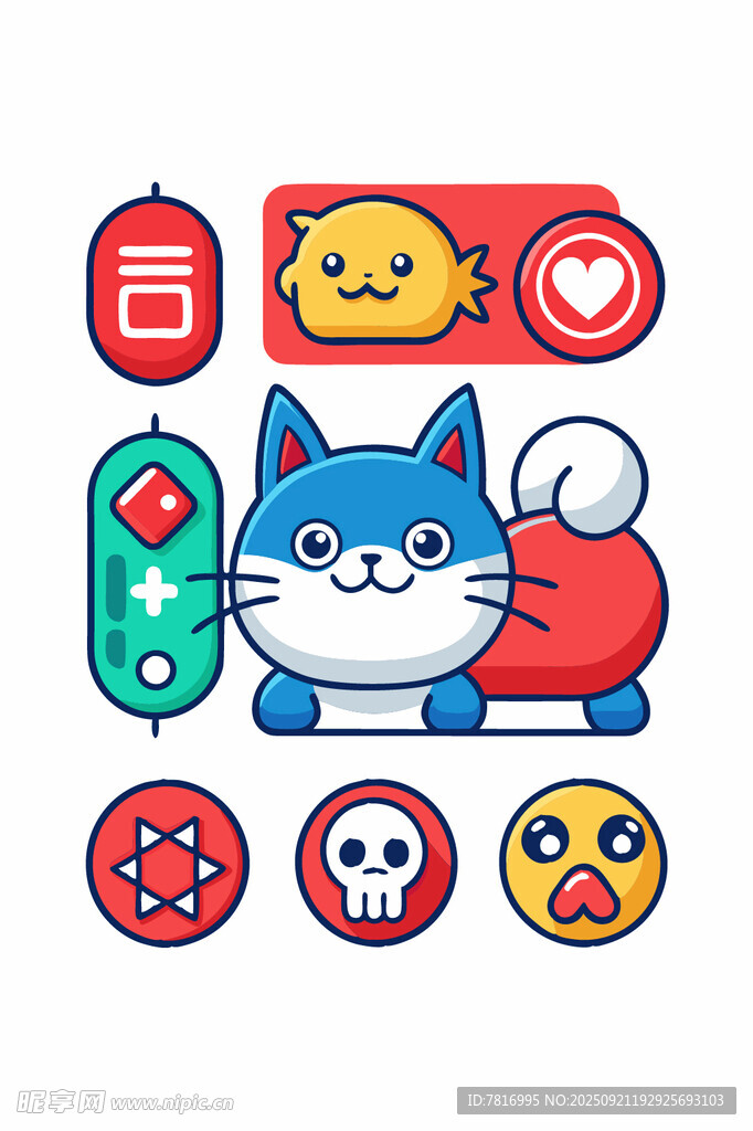 可爱招财猫与趣味图标